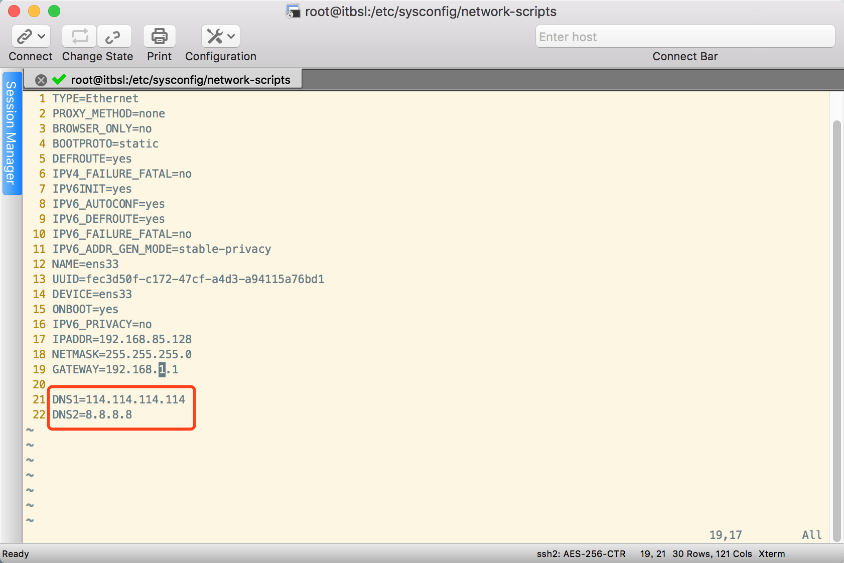 CentOS7如何固定IP地址